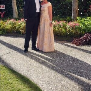 Beautiful Rickie Freeman for Teri Jon blush and gold mother of the groom dress